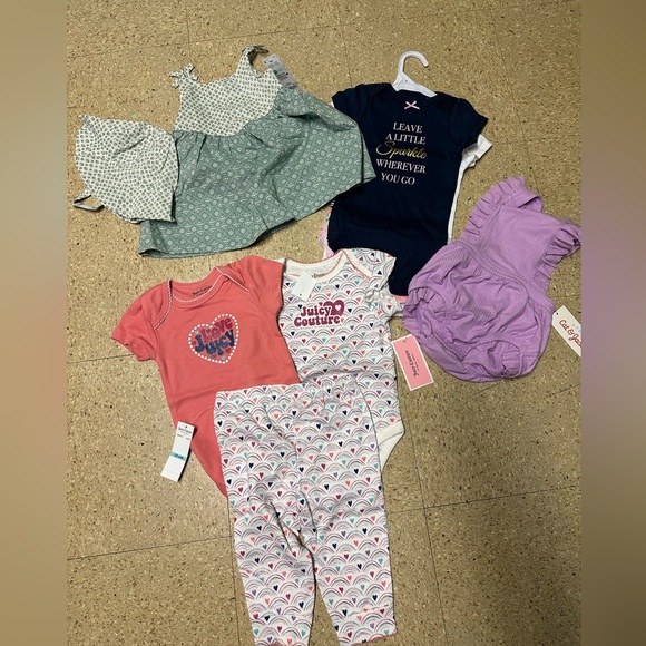 NWT Lot Bundle‎ 9pc Baby Infant Girl Summer Dress Bodysuit Romper Carters 9m - Picture 1 of 12